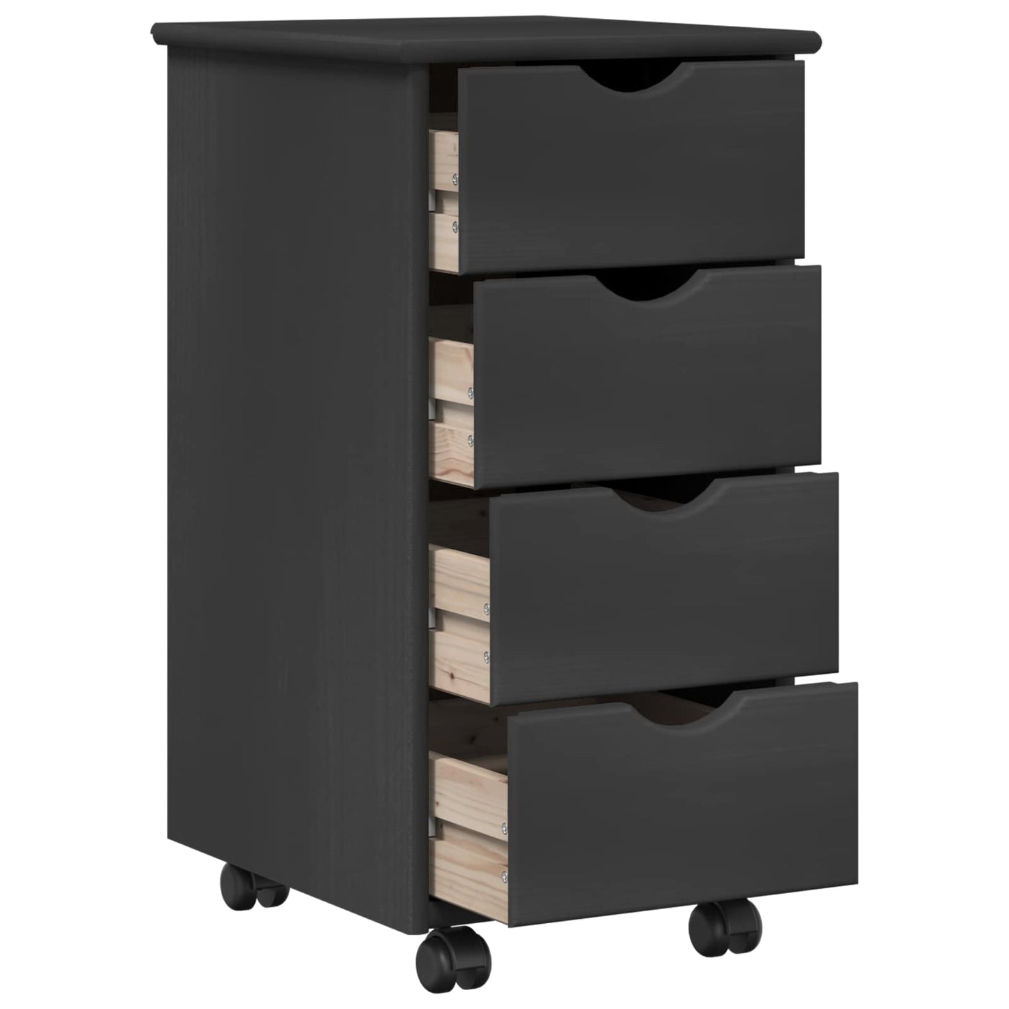 Rolling Cabinet Grey 34 x 39 x 65.5 cm Solid Pine Wood