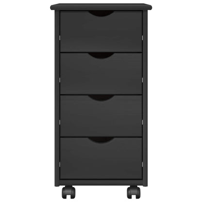 Rolling Cabinet Grey 34 x 39 x 65.5 cm Solid Pine Wood
