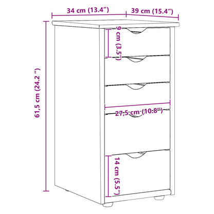 Cabinet White 34 x 39 x 61.5 cm Solid Pine Wood