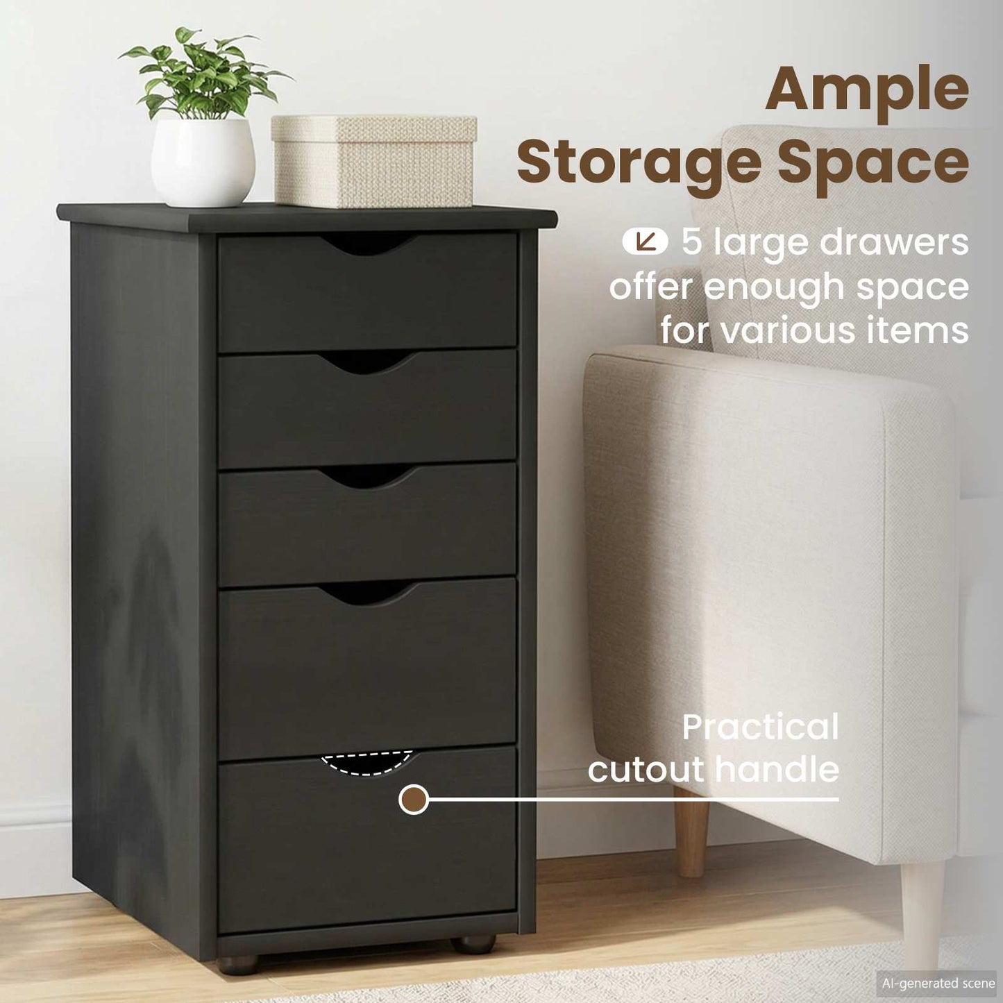 Cabinet Grey 34 x 39 x 61.5 cm Solid Pine Wood