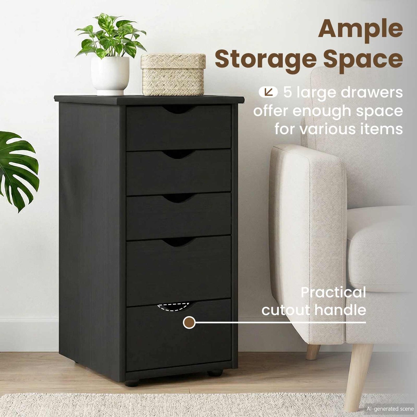 Cabinet Black 34 x 39 x 61.5 cm Solid Pine Wood