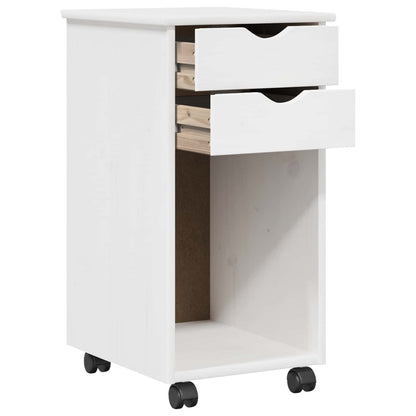 Rolling Cabinet White 34 x 39 x 65.5 cm Solid Pine Wood