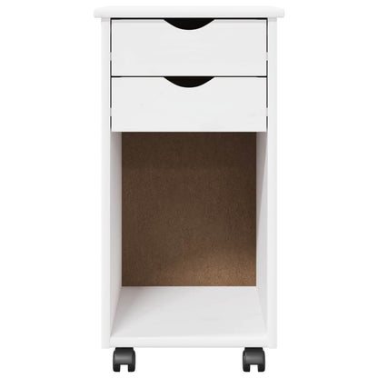 Rolling Cabinet White 34 x 39 x 65.5 cm Solid Pine Wood
