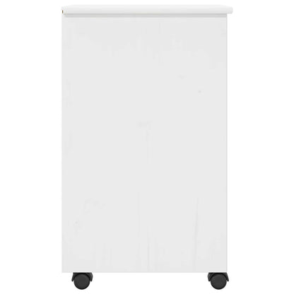 Rolling Cabinet White 34 x 39 x 65.5 cm Solid Pine Wood