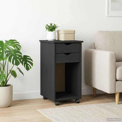 Rolling Cabinet 34 x 39 x 65.5 cm Solid Pine Wood Grey
