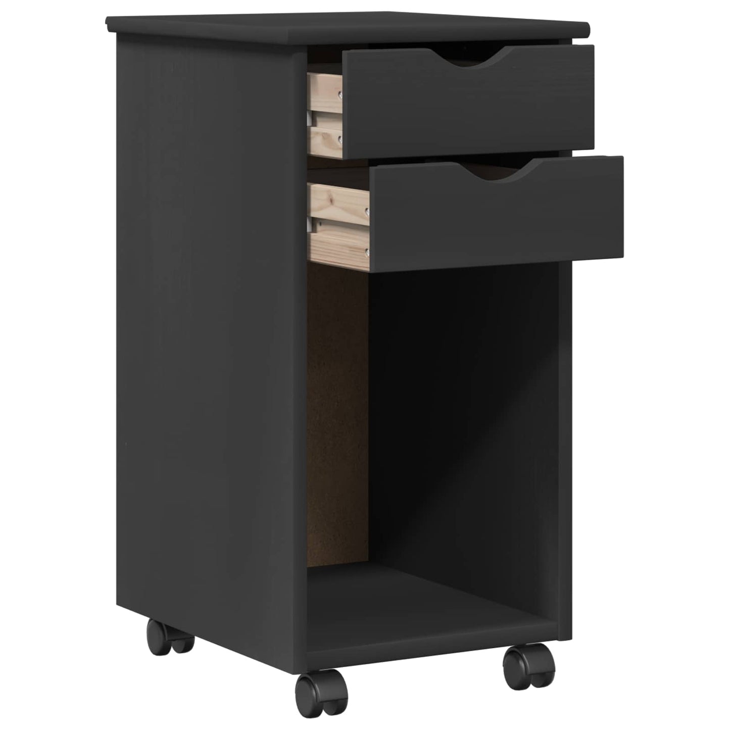Rolling Cabinet Grey 34 x 39 x 65.5 cm Solid Pine Wood