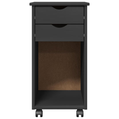 Rolling Cabinet Grey 34 x 39 x 65.5 cm Solid Pine Wood