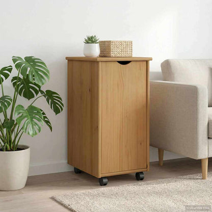 Rolling Cabinet Honey Brown 34 x 39 x 65.5 cm Solid Pine Wood