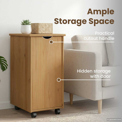 Rolling Cabinet Honey Brown 34 x 39 x 65.5 cm Solid Pine Wood