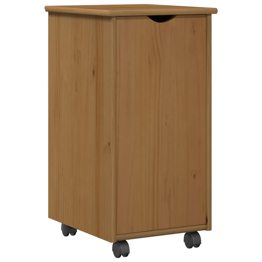 Rolling Cabinet Honey Brown 34 x 39 x 65.5 cm Solid Pine Wood