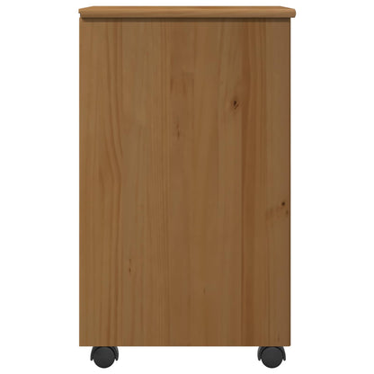Rolling Cabinet Honey Brown 34 x 39 x 65.5 cm Solid Pine Wood