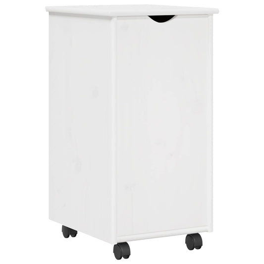Rolling Cabinet White 34 x 39 x 65.5 cm Solid Pine Wood
