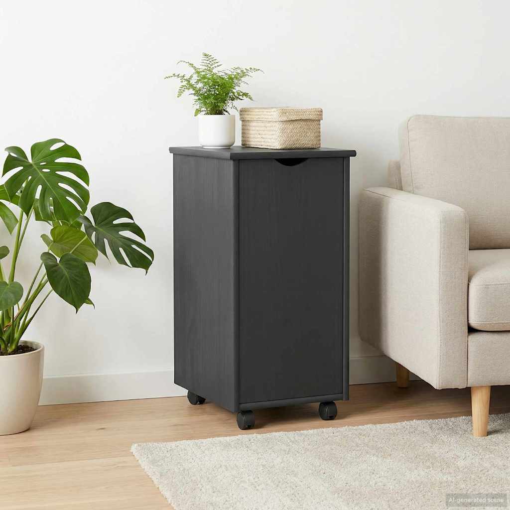 Rolling Cabinet Grey 34 x 39 x 65.5 cm Solid Pine Wood