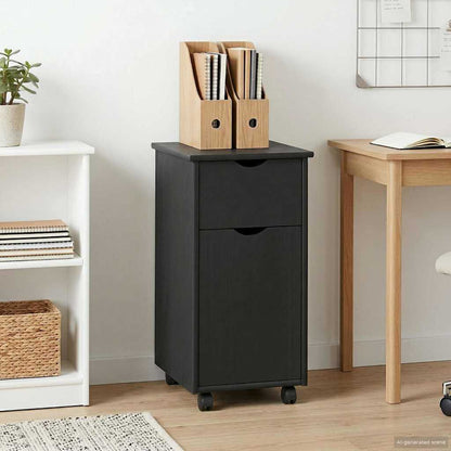 Rolling Cabinet Grey 34 x 39 x 65.5 cm Solid Pine Wood