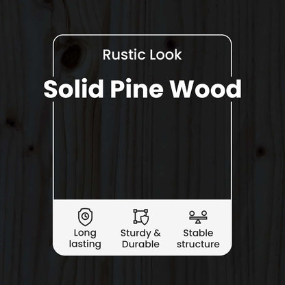 Rolling Cabinet Black 34 x 39 x 65.5 cm Solid Pine Wood