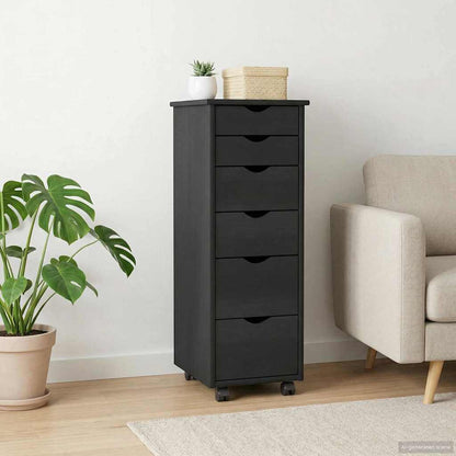 Rolling Cabinet 34 x 39 x 93.5 cm Solid Pine Wood Grey