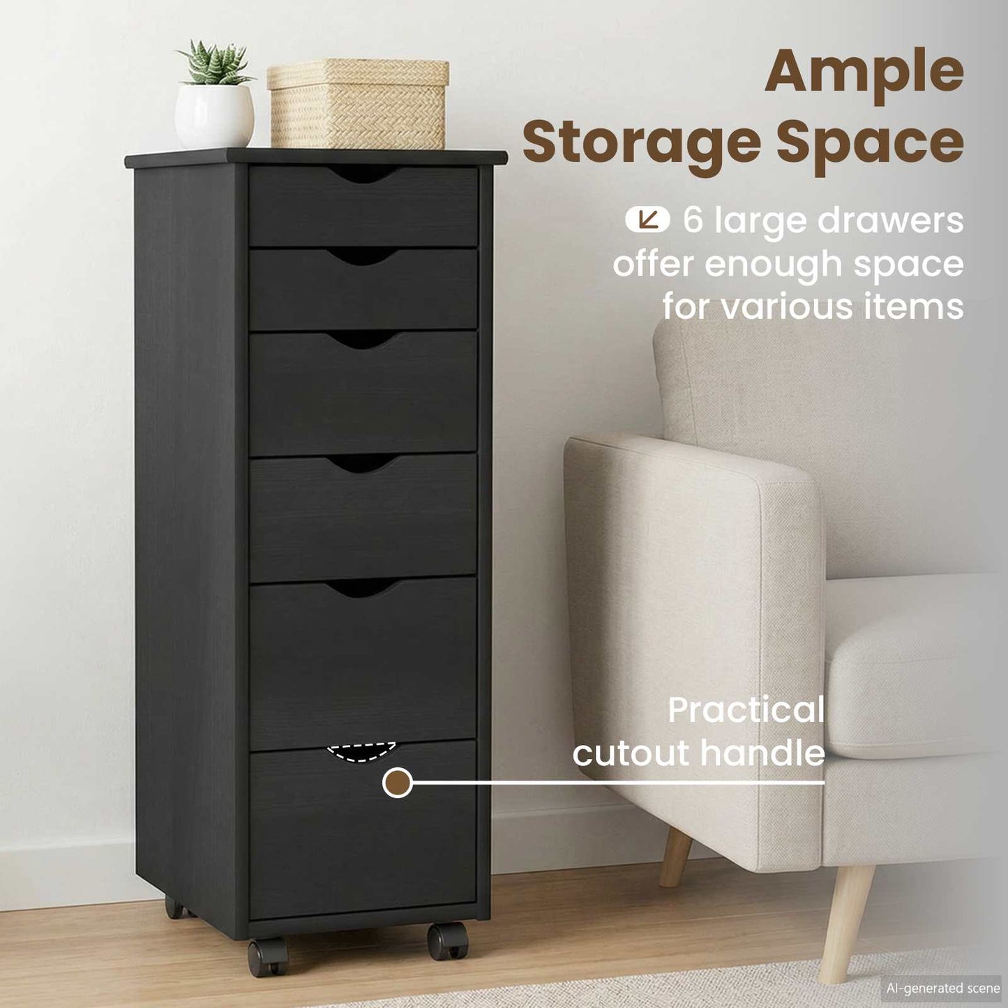 Rolling Cabinet Grey 34 x 39 x 93.5 cm Solid Pine Wood