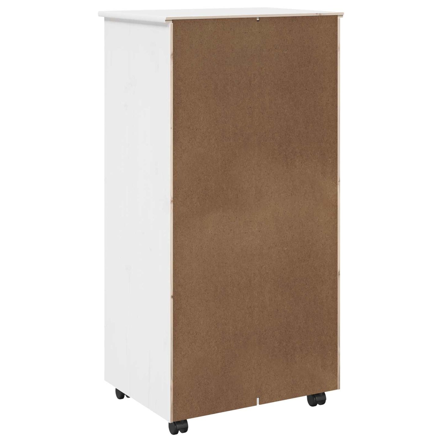 Rolling Cabinet White 53 x 39 x 103 cm Solid Pine Wood