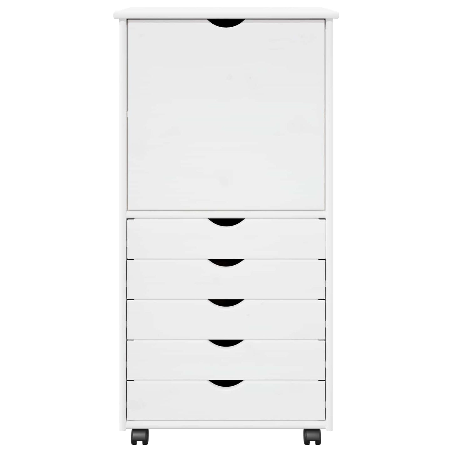 Rolling Cabinet White 53 x 39 x 103 cm Solid Pine Wood