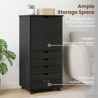 Rolling Cabinet Grey 53 x 39 x 103 cm Solid Pine Wood