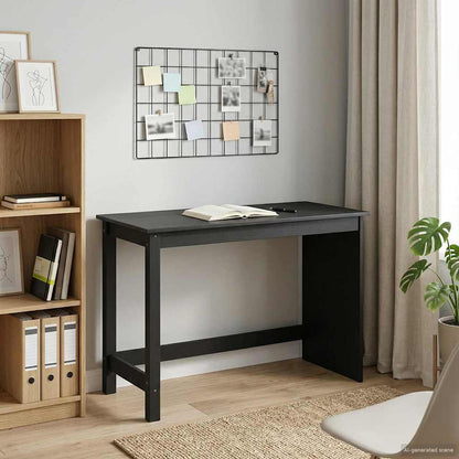Desk Black 112 x 50 x 75 cm Solid Pine Wood