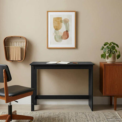 Desk Black 112 x 50 x 75 cm Solid Pine Wood
