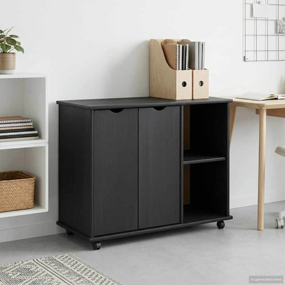Rolling Cabinet Grey 100 x 39 x 65.5 cm Solid Pine Wood