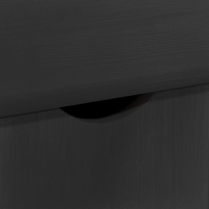 Rolling Cabinet Black 100 x 39 x 65.5 cm Solid Pine Wood