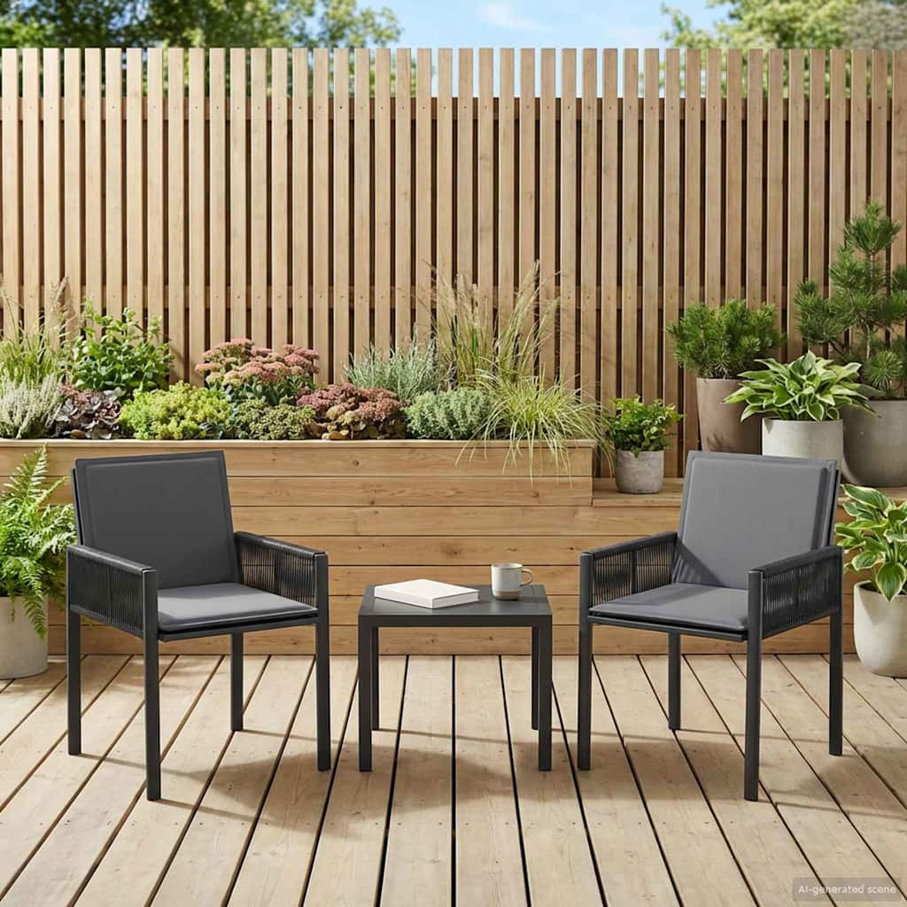 Garden Chairs 2 pcs Black and Dark Grey Poly Rattan