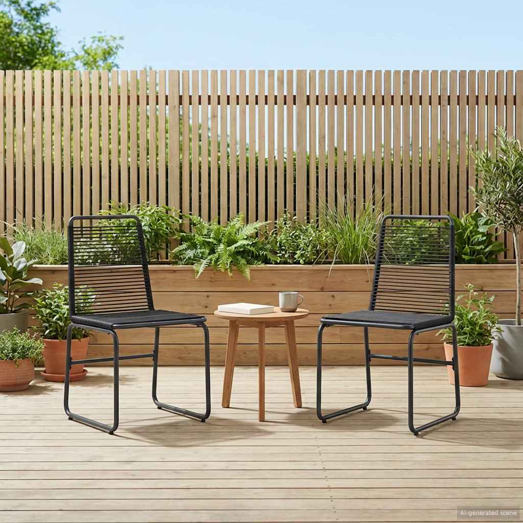 Garden Chairs 2 pcs Black Rattan