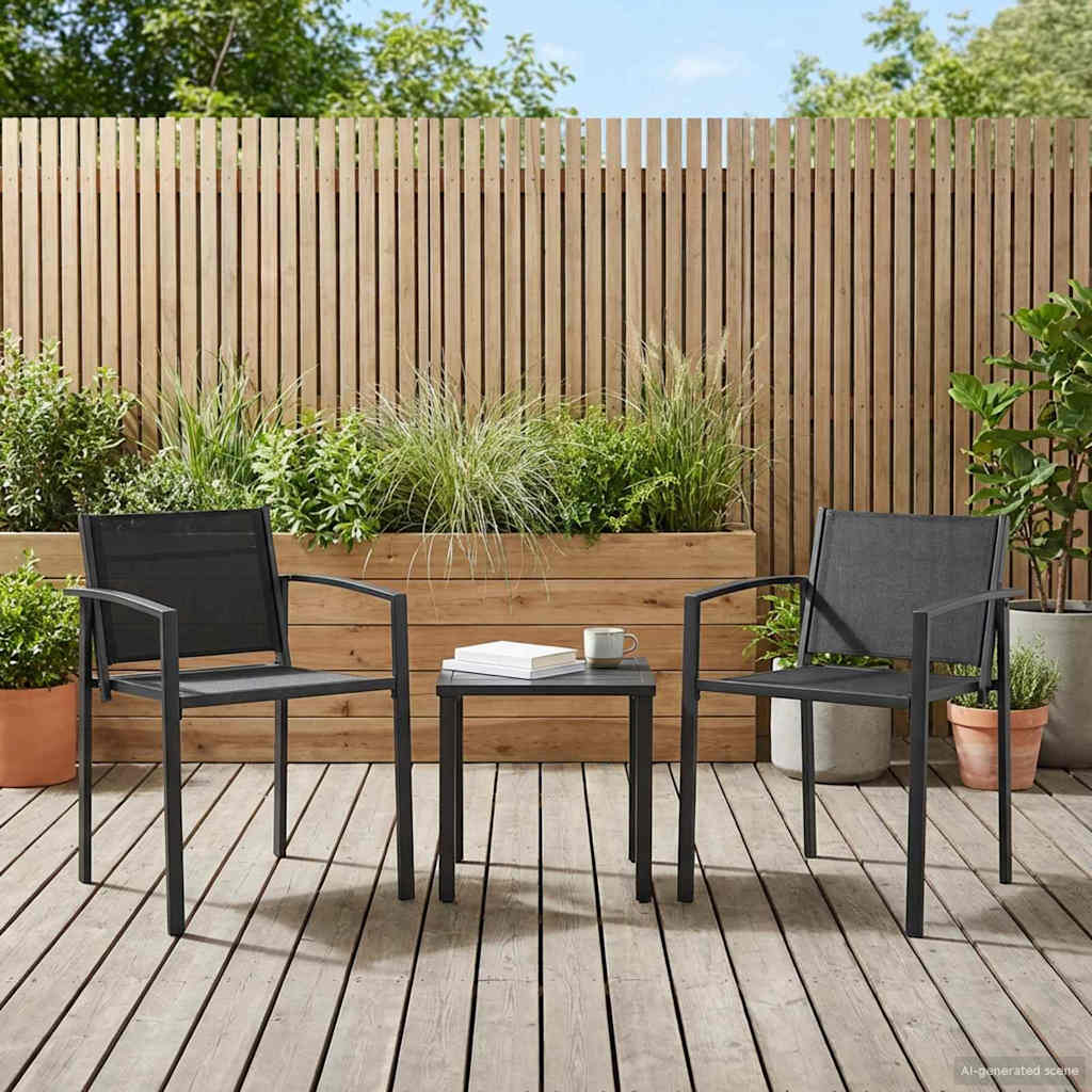 Garden Chairs 2 pcs Black and Anthracite Textilene Fabric