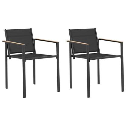 Garden Chairs 2 pcs Black and Anthracite 53.5 x 59 x 77 cm