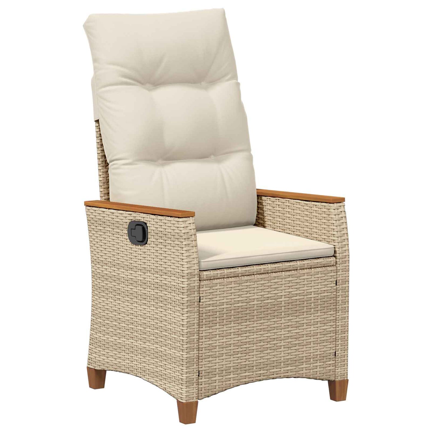 Reclining Garden Chair Beige and Cream 25.20 x 22.64 x 44.09 in