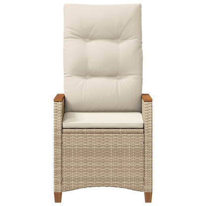 Reclining Garden Chair Beige and Cream 25.20 x 22.64 x 44.09 in