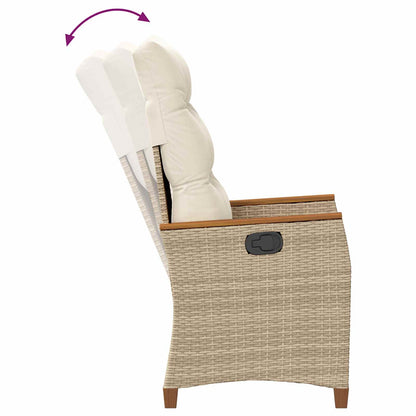 Reclining Garden Chair Beige and Cream 25.20 x 22.64 x 44.09 in