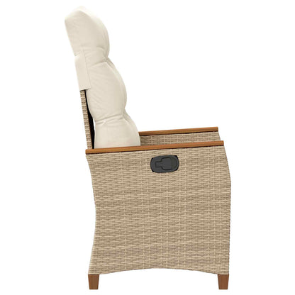 Reclining Garden Chair Beige and Cream 25.20 x 22.64 x 44.09 in