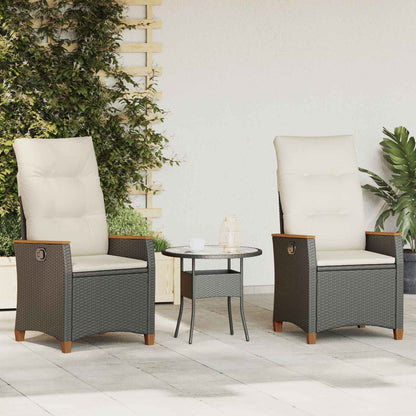 Reclining Garden Chair Black and Cream 25.20 x 22.64 x 44.09 in