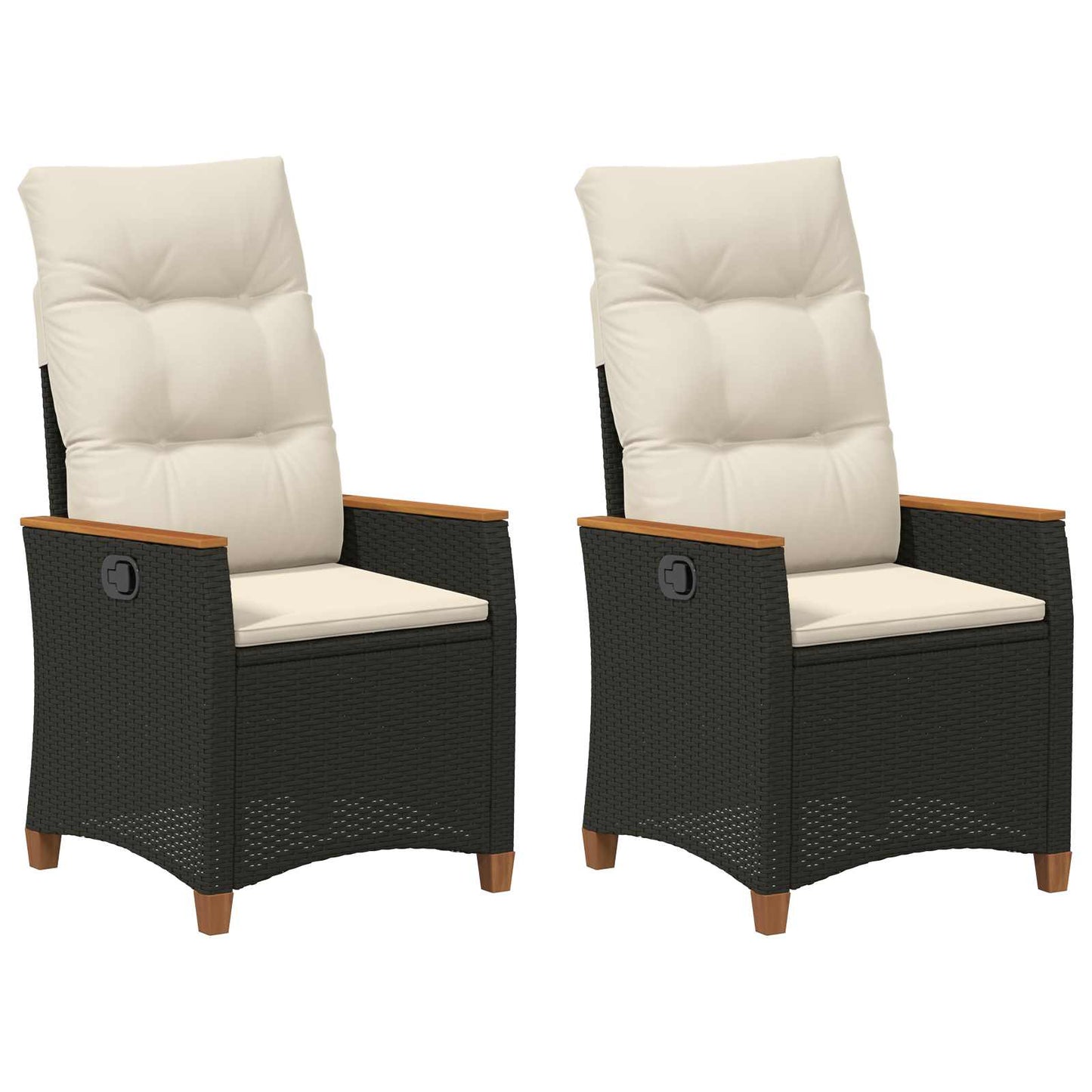 Reclining Garden Chair Black and Cream 25.20 x 22.64 x 44.09 in