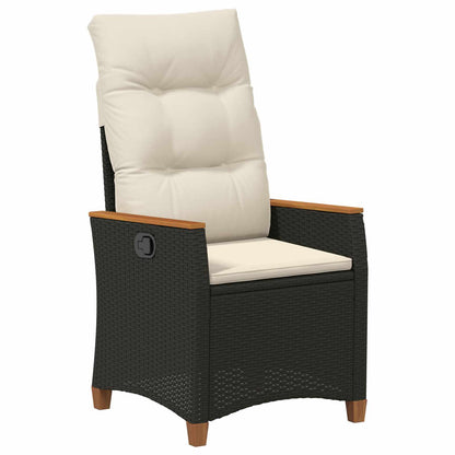 Reclining Garden Chair Black and Cream 25.20 x 22.64 x 44.09 in
