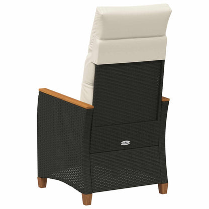 Reclining Garden Chair Black and Cream 25.20 x 22.64 x 44.09 in