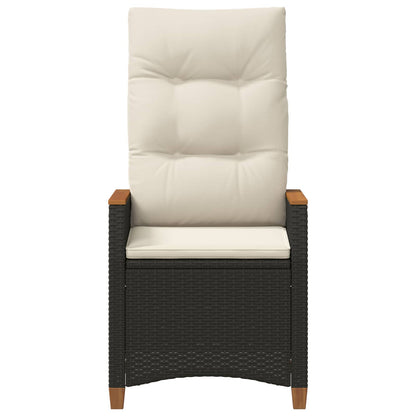Reclining Garden Chair Black and Cream 25.20 x 22.64 x 44.09 in