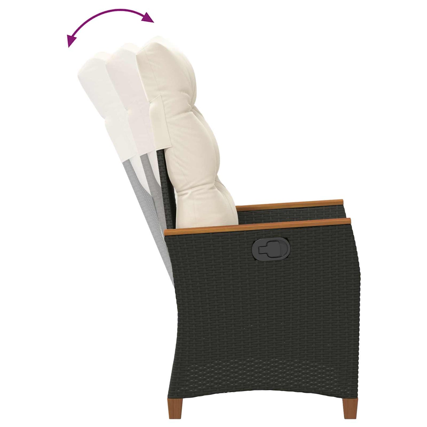 Reclining Garden Chair Black and Cream 25.20 x 22.64 x 44.09 in