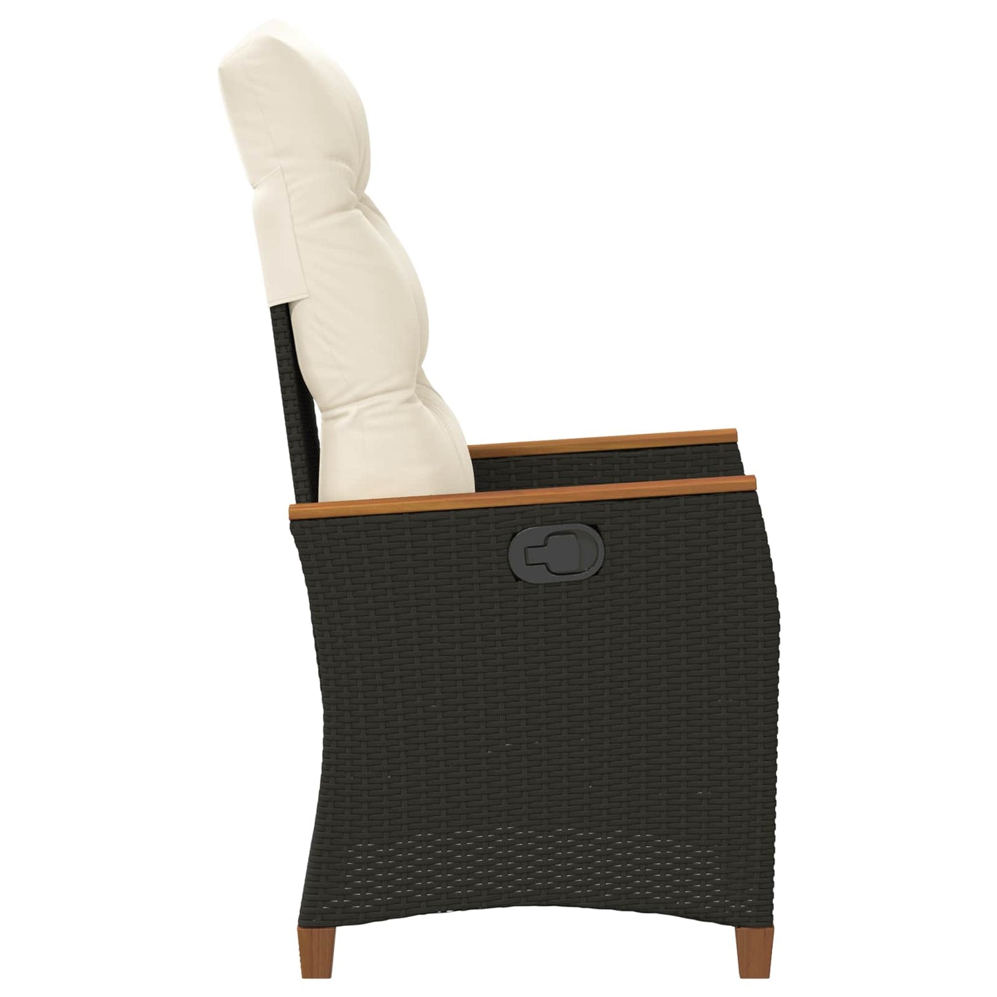 Reclining Garden Chair Black and Cream 25.20 x 22.64 x 44.09 in
