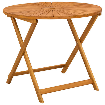 Folding Garden Table Natural Ø90 x 75 cm Solid Acacia Wood