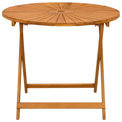 Folding Garden Table Natural Ø90 x 75 cm Solid Acacia Wood