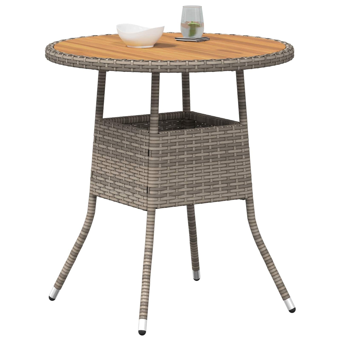 Dinner Table Grey and Acacia 70 x 70 x 73 cm Solid Acacia Wood