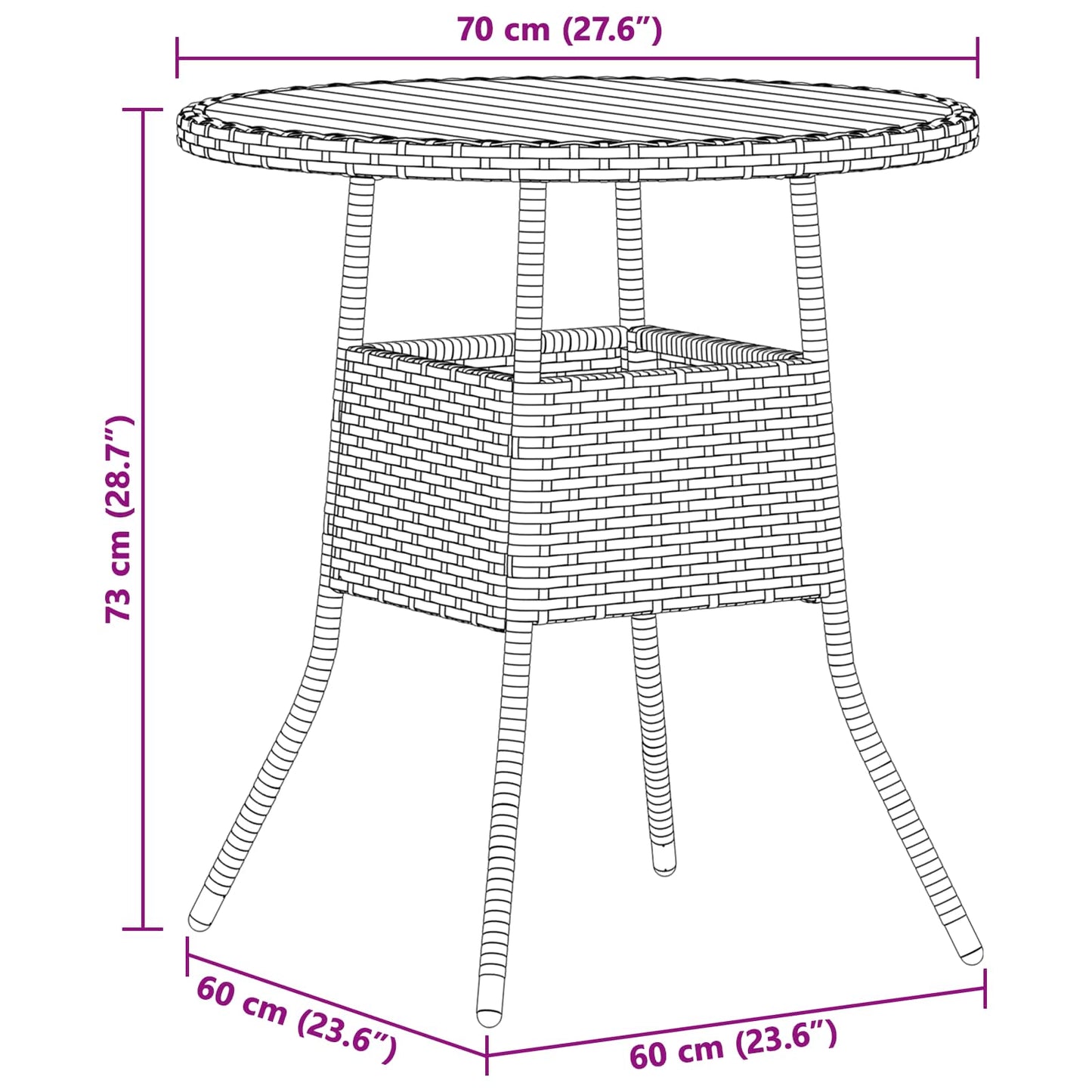 Dinner Table Grey and Acacia 70 x 70 x 73 cm Solid Acacia Wood
