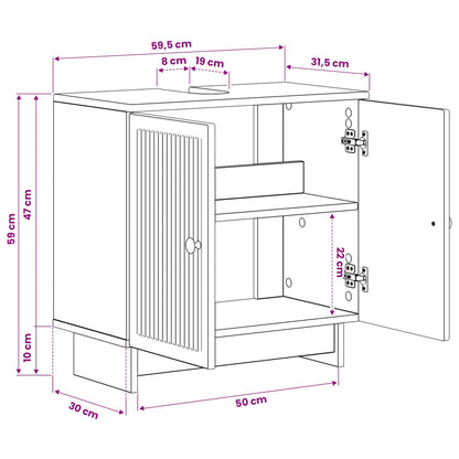 Bathroom Sink Cabinet EDE Smoked Oak 59.5 x 31.5x 59 cm