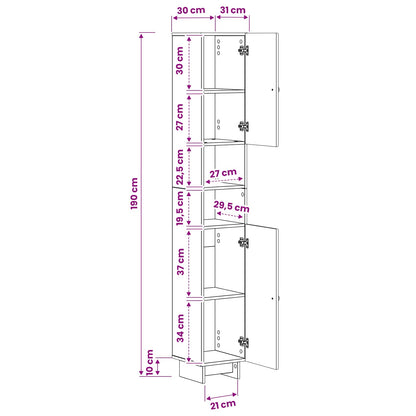 Bathroom Cabinet with Open Shelf EDE White 30 x 31 x 190 cm