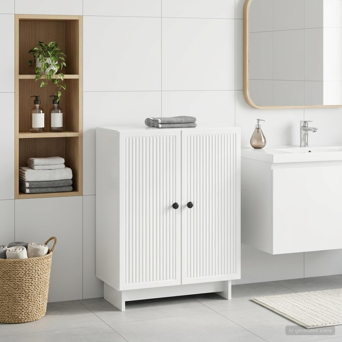 Bathroom Storage Cainet EDE High Gloss White 59.5 x 31 x 80 cm